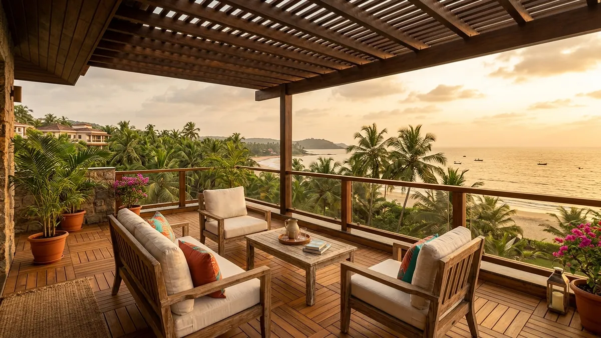 Balcony Wooden Decking and Pergola Ideas for Coastal Goa Homes