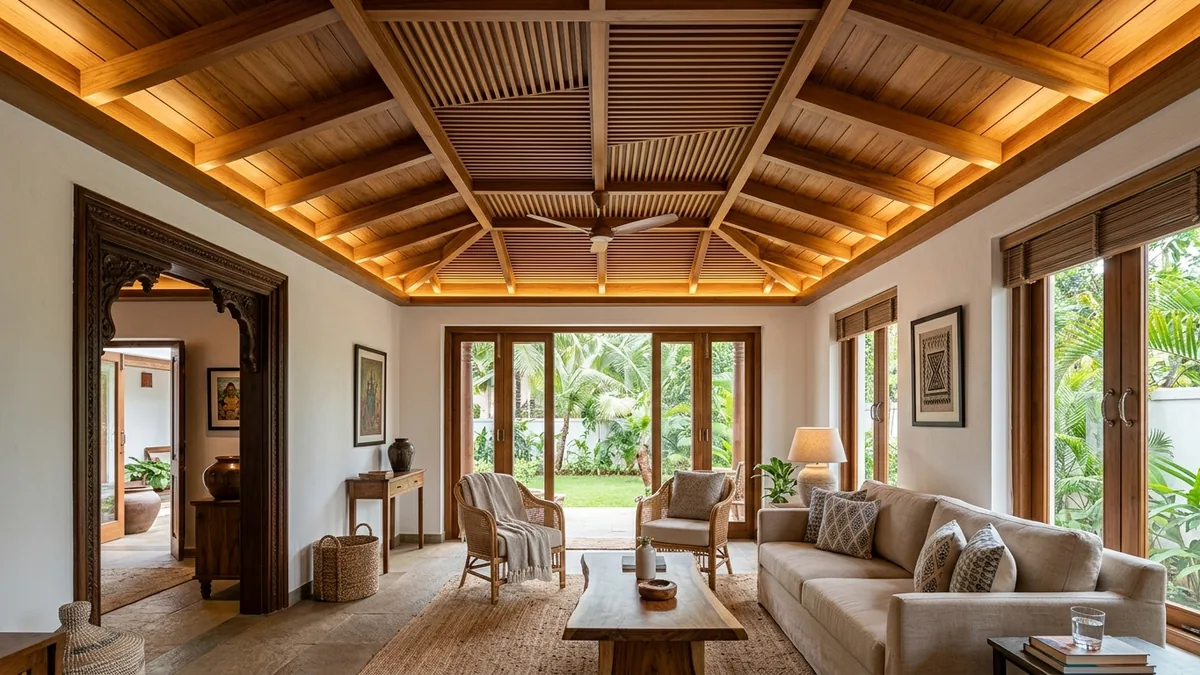 Wooden False Ceiling Designs for Living Rooms in Goa