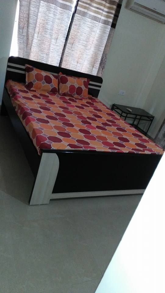 Dark Laminate Double Bed — Furniture